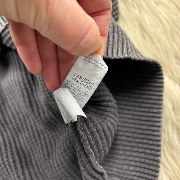 Lucky Brand Men's XL Gray Black Waffle Knit 1/4 Zip Mock Neck Pullover Sweater - Picture 4 of 5